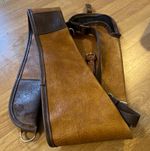 Brown Leather & Nylon Rifle Gun Sleeve 50in with Adjustable Shoulder Strap