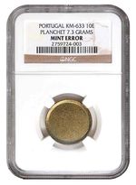 NGC Graded Portugal 10 Escudo Blank Planchet Km 633 Coin