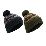 A2Z 4 Kids Boys Hat 2 Pack Fairisle Bobble Knitted Pom Pom Winter Warm Cosy Hats