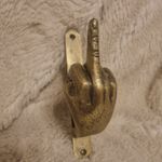 Antiqued Golden Middle Finger Hand Door Knocker  novelty cheeky