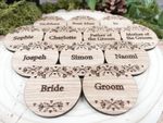 Personalised Wooden Place Names – Wedding Table Decor – Engraved Guest Names