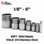 150LB BSPT Weld Nipple -  316 Stainless Steel | Threaded Male Inch Pipe Fitting