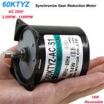 14W Synchronize Gear Motor AC 220V 2.5-110RPM Permanent Magnet Reduction 60KTYZ
