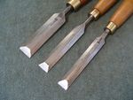 Three Bevel edged chisels, by Marples & I Sorby, Sheffield.
