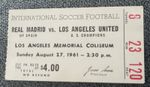Real Madrid v Los Angeles United 27.8.1961 @ LA Memorial Coliseum Match Ticket.