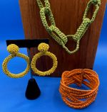 vtg Jewelry Lot NECKLACE BRACELET EARRINGS large Statement pieces Citrus Colors