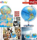 Educational Swivel World Globe Desktop Stainless Steel Arc & Base - School, Home