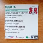 Ticket : 2019/2020 16/11/2019 League 2 Leyton Orient v Scunthorpe United