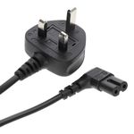 Power Cord UK Plug to Right Angle Figure 8 Fig of 8 Lead Cable C7