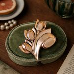 Vintage 60s Matisse Renoir Copper Tulip Brooch Modernist Floral Pin MCM Jewelry