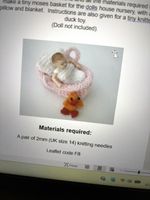1/12th scale dolls house miniature knitting pattern kit and yarn moses basket