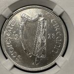 1928 proof Ireland Eire Irish Half Crown silver coin, 
