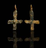 Medieval Crusader Bronze Cross Christ Pendant, Jerusalem Find, 1100AD Century