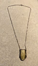 Genuine MOLDAVITE. 925 STERLING SILVER PENDANT  NECKLACE 6g WEIGHT 17" jb1