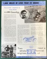 JAMES CAVALIER 175 Motorcycle Sales Leaflet c1958 1000 Mile Test