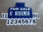 Car For Sale Sales Signs 10x, Price Boards PLUS Numbers Display Blue Sun Visor