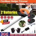 21V Brushless Cordless Electric Hedge Trimmer Garden Cutter with 2 Batteries