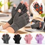 Copper Compression Gloves Anti Arthritis Fingerless Hand Support Pain Relief UK