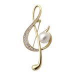 Art Deco Style Enamel Crystal Note Pearl Brooch Badge Music Notation Pin Gift