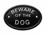SILVER BEWARE OF THE DOG HOUSE PLAQUE WALL SIGN GARDEN BLACK NEW