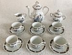 Vintage Japanese 15 Pc Miniature Demitasse Coffee Set Eiwa Kinsei Imari Peacock