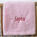 PERSONALISED BABY WAFFLE BLANKET PINK SOFT NEWBORN CHRISTENING SHOWER GIFT