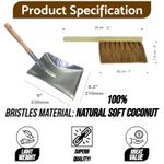 Soft Coco Hand Brush and Long Handle Metal Dustpan Set Natural Coconut Bristles