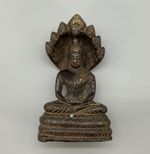 Antique Bronze Buddha Naga King, Mucalinda Sculpture Figurine Statue Early 20thC
