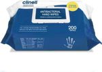 Clinell Antimicrobial Hand Wipes 200 Wipes Pack of 1 Antibacterial Suitable for