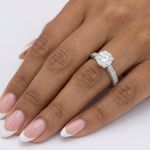 14K White Gold Engagement Ring Vintage 2.22 Carat Round Lab-Grown Diamond H VS2
