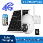 Lilfetime Free Unlimited Data 4G LTE Battery Solar Wireless 3MP Security Camera