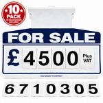 10 Blue Car For Sale Signs, Car Price/Pricing Sun Visor, Vehicle/Auto Price Kit