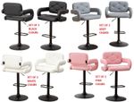 2 BAR STOOLS LARGE PLUSH SEAT GAS LIFT  SWIVEL SEAT GREY BLACK WHITE PINK COLOUR
