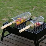 Rolling Grill Basket BBQ Net Tube Cylinder BBQ Grilling Meat Vegetable Cage