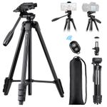 K&F CONCEPT 60"/152cm Travel Tripod For Phone Camera 1/4" Screw Mount & Remote