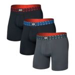 Saxx Multi-Sport Mesh 3-Pack Boxer Briefs, Red/Mint/Blue Jagged WB