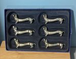 Lot of 6 Vintage Silver Plated Dachshund Knife Rests in original holder 3" Long