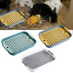 Rabbit Litter Tray 2Tier Flat Bunny Litter Box with Grid Rectangular Rabbit Cage