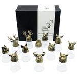 Gift Set of 12 Bottom Up Shot Glasses (25ml) - Forest & Mystical Creatures - Ant