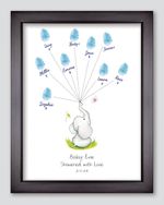 Baby Shower Personalised Showered Love Elephant Print Guestbook Alternative A4 