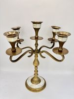 Vintage Brass Candelabra Mother of Pearl Inlay 5 Arm Candle Holder Ornate Style