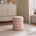 Klara Soft Velvet Storage Stool Blush Pink
