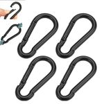 Small Black 4 Pcs Iron Carabiner Clips Outdoor Versatile Keyring Attachment TT