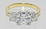 9CT GOLD & SILVER 3.00ct SIMULATED DIAMOND 3 STONE ENGAGEMENT RING size J to V