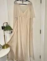 Azazie Stefania Size 14 Ivory Satin Chiffon Cape rrp £99