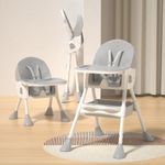 Baby Toddler Feeding High Chair Foldable Removable Tray 5-Point Harness Grey