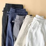 Mens Cotton Linen Trousers Breathable Loose Fit Joggers Beach Summer Casual Wear
