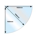 Glass Hearth Quarter Circle Clear or Smoked Glass 12mm x 1100mm x 1100mm
