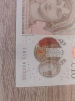 rare special £10 Note Unique Serial Number 833333