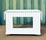 White Food Kitchen Trolley Cart Drop Leaf Shelves 4 Wheels Collapsable Pancake